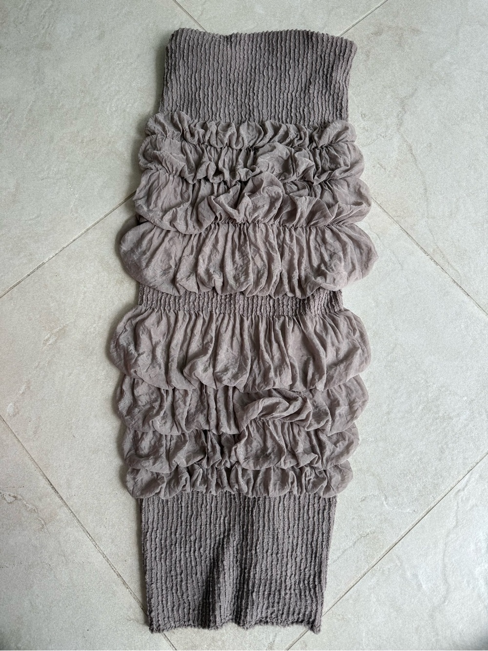 UnaLuna Collection Ruffled Tube Dress In Taupe - Picture 3 of 4